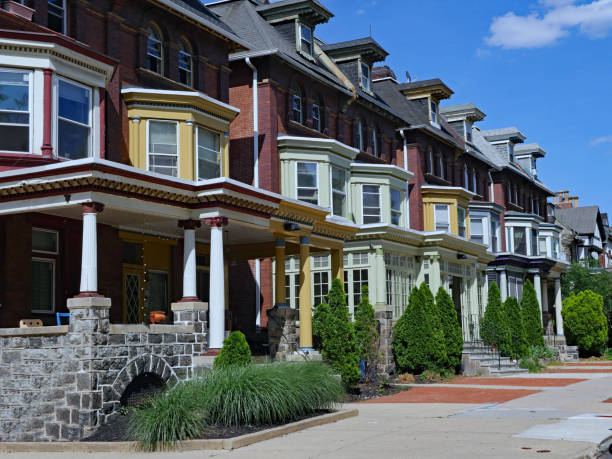 Row of investment properties in Philadelphia with rental potential in 2025