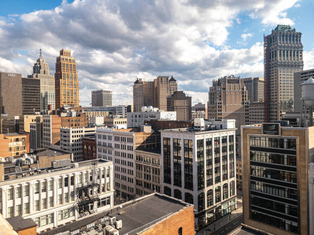 View of the Downtown Detroit skyline in Michigan taken from a rooftop. can I buy a house in Detroit for $1000